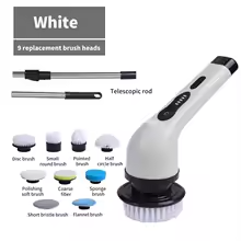 9 in 1 Electric Spin Scrubber Cordless Cleaning Brush Shower Scrubber Adjustable Extension Handle Waterproof For Tub Tile Floor