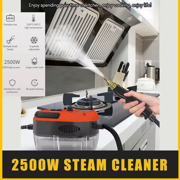 Portable Handheld Steam Cleaner High Temperature Pressurized Steam Cleaning Machine 2500W with Brush Heads for Kitchen Cleaning